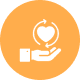 Heart in hand icon